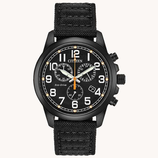 Citizen Military Eco-Drive Black Stainless Steel Watch AT0205-01E