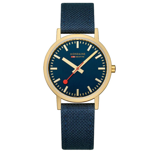 Mondaine Classic 36mm Ocean Blue Stainless Steel Watch A660-30314-40SBQ