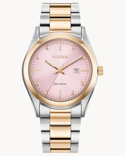 Citizen Sport Luxury Pink Dial Stainless Steel Bracelet Watch EW2706-58X
