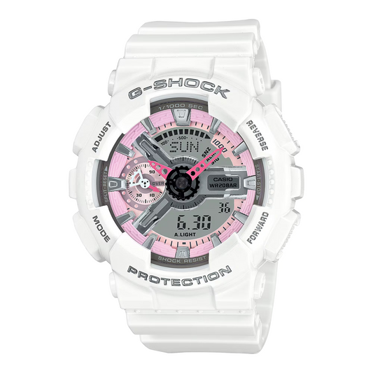 Casio G-SHOCK Women's White Shock Resistant Analog/Digital Watch GMAS110MP-7A